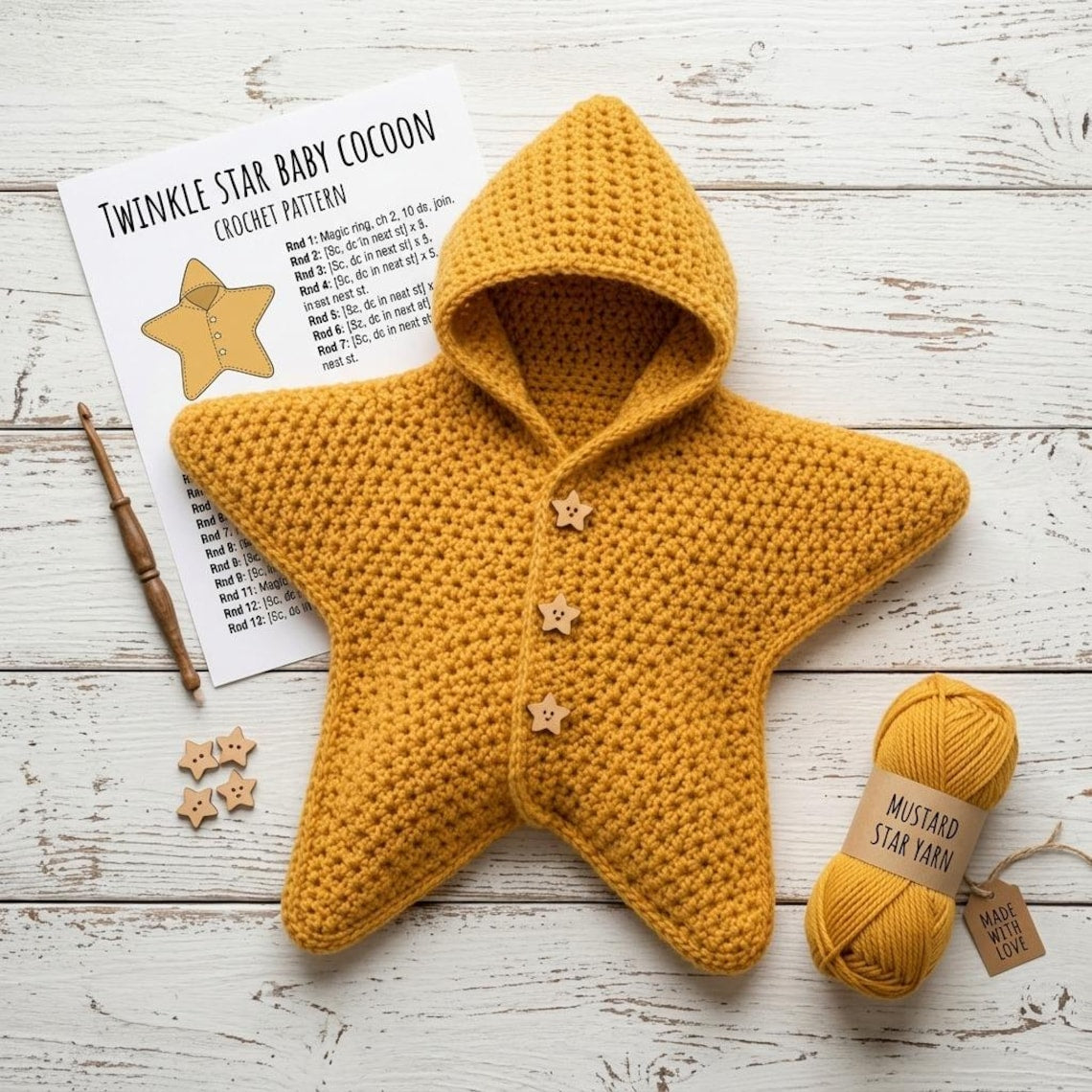 ⭐ Crochet Baby Star Cocoon — PDF Pattern + 33-Minute Video Tutorial