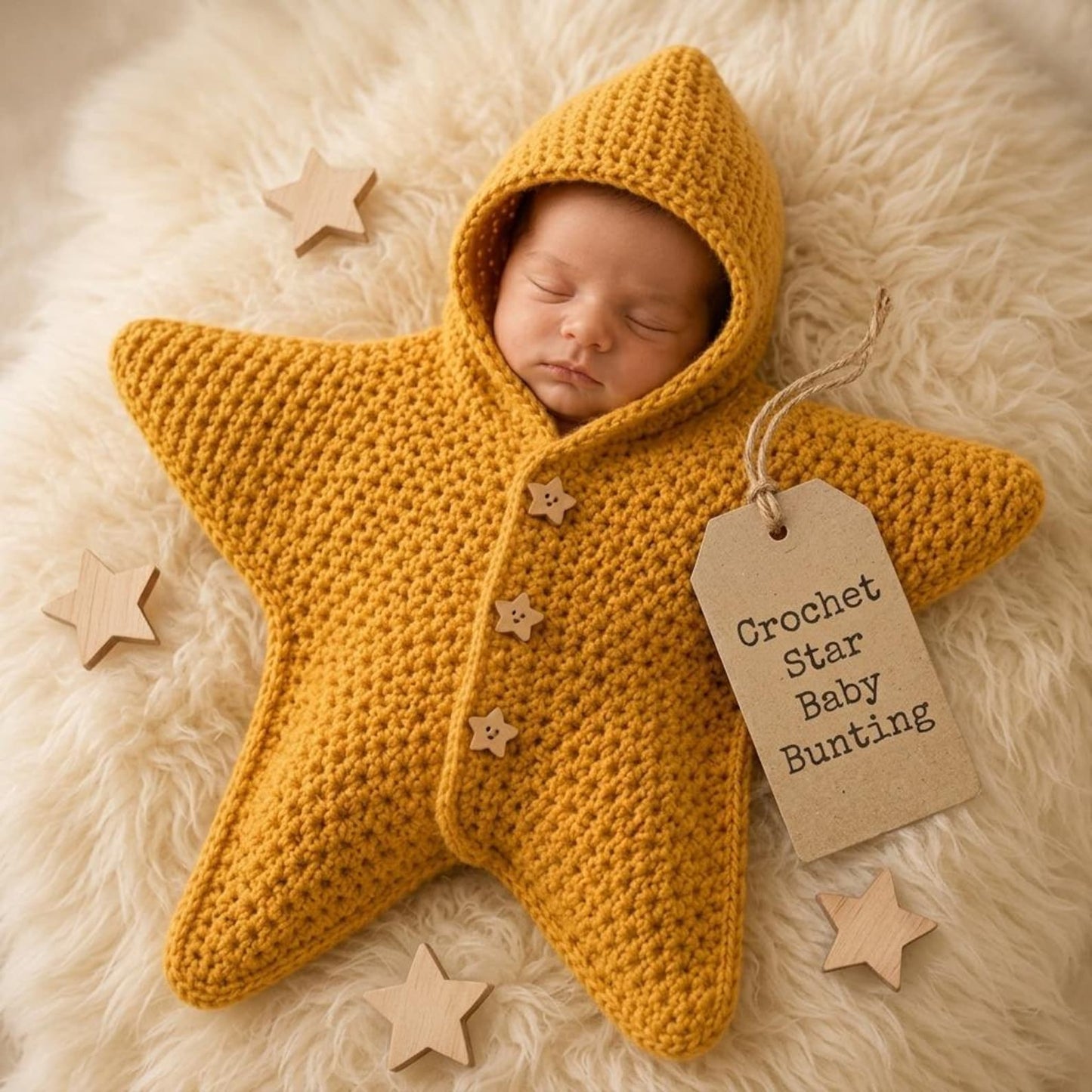 ⭐ Crochet Baby Star Cocoon — PDF Pattern + 33-Minute Video Tutorial